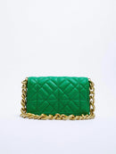 Bolsa de Ombro Acolchoada com Corrente estilo Zara Shein - Couro Legitimo