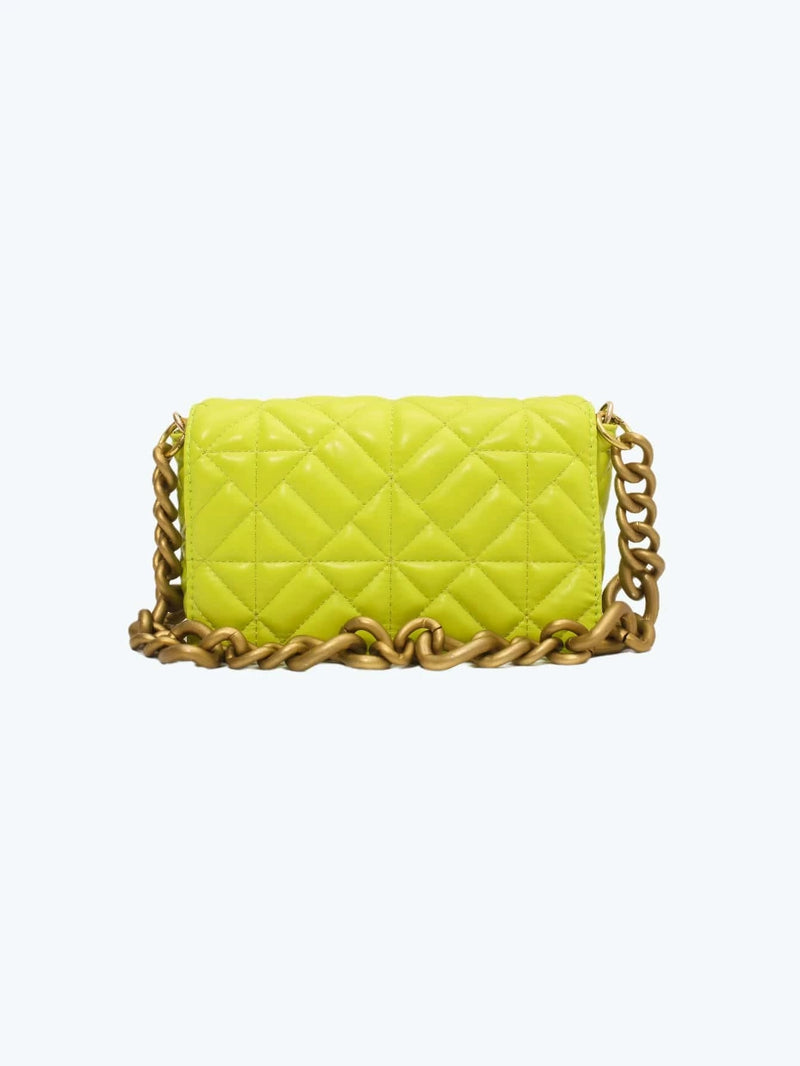 Bolsa de Ombro Acolchoada com Corrente estilo Zara Shein - Couro Legitimo